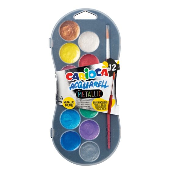 Acuarele Carioca Mettalic 12 cul/set + pensulă
