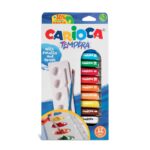 Acuarele tempera Carioca 12 culori 10 ml cu tăviță și pensulă