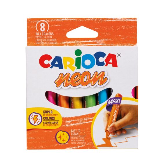 Creioane cerate Carioca Jumbo Neon 8 culori/set