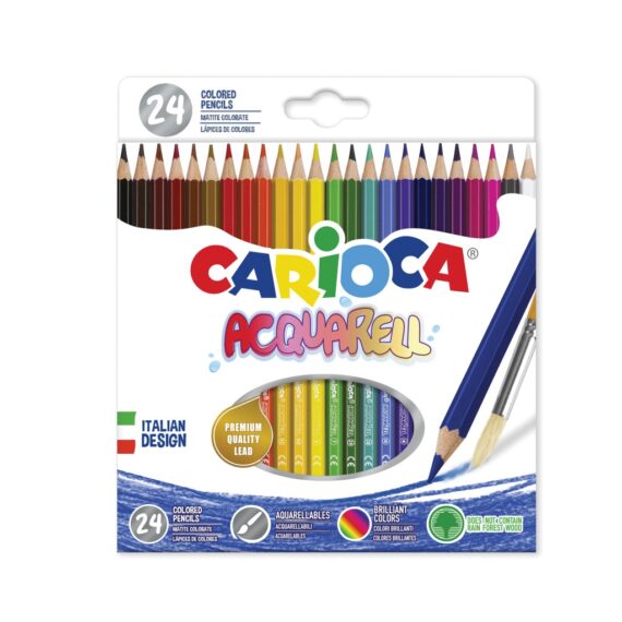 Creioane colorate CARIOCA Acquarell 24/set, în cutie carton