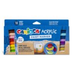 Marker cu vopsea acrilică și vârf pensulă Carioca 18 buc/set