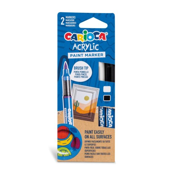 Marker cu vopsea acrilică și vârf pensulă Carioca 2 buc/set